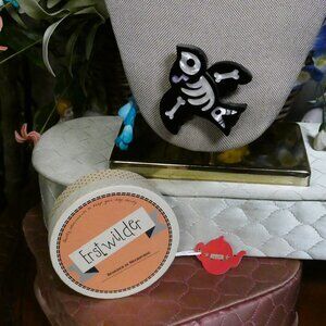 Erstwilder Birdy Boo Skeleton Bird Brooch with Original Box